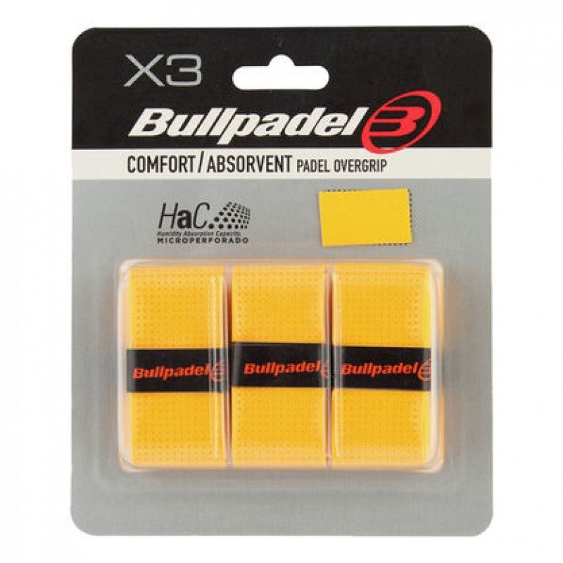 Blister Bullpadel 3 Overgrips GB1201 Comfort perfurado amarelo