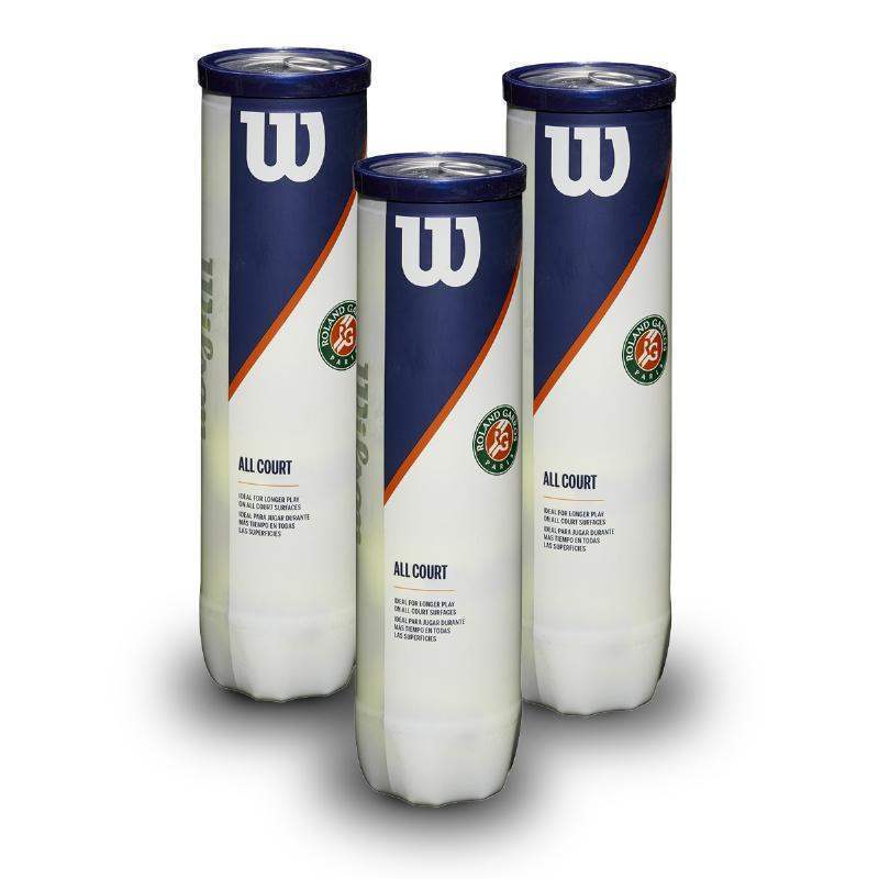 Pack of 3 Cans of 4 Wilson Roland Garros Balls