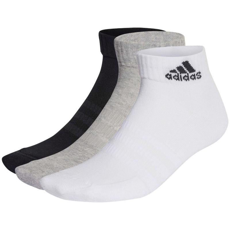 Meias Adidas Cushioned branco preto cinzento 3 pares