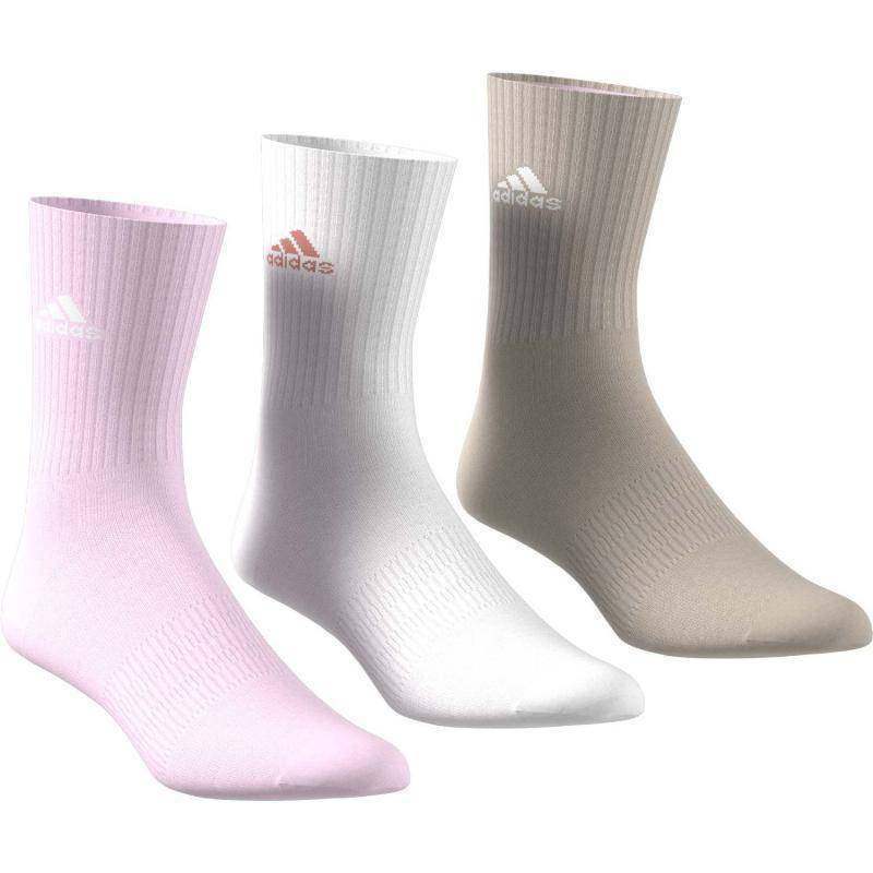 Adidas Cushioned Classic Socks White Pink Beige 3 Pairs