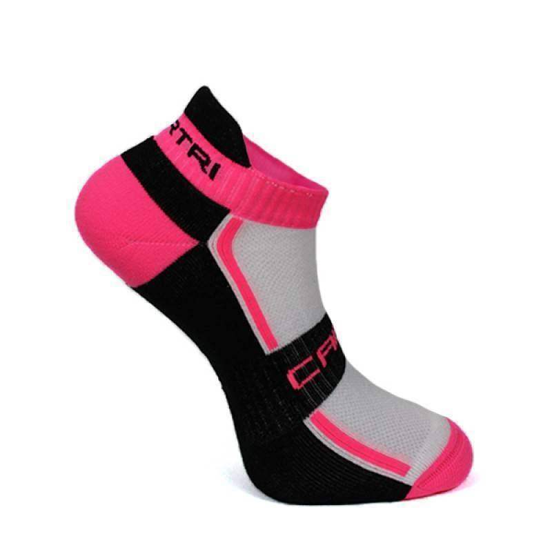 Cartri Slash Crew Socks White Fuchsia 1 Pair