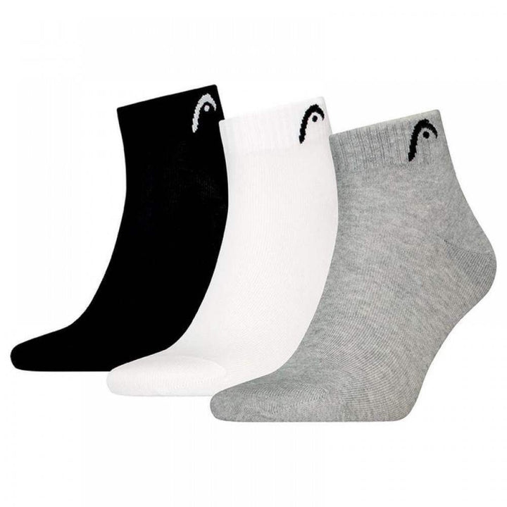 Head All Sports Quarter Socks Black White Grey 3 Pairs