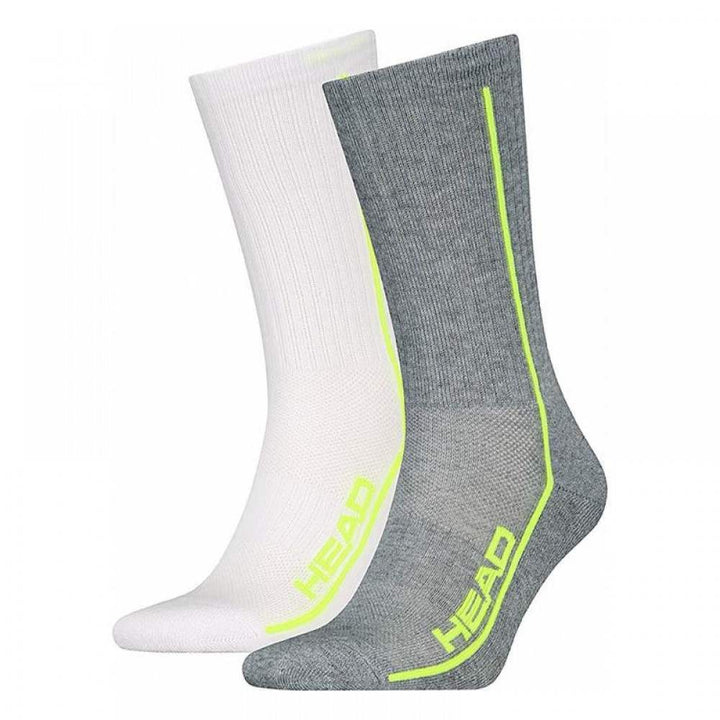 Head Performance Crew Socks White Grey Lime 2 Pairs