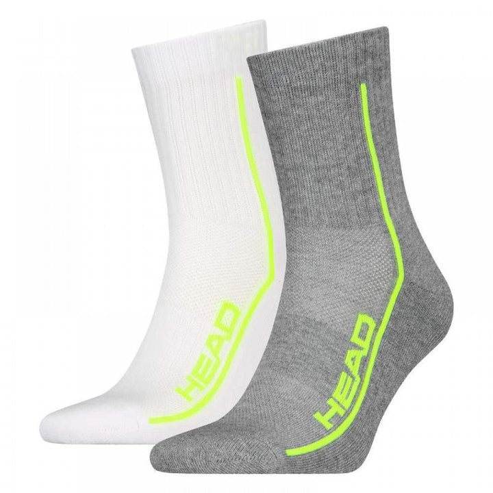 Calcetines Head Performance Short Crew Blanco Gris Lima 2 Pares