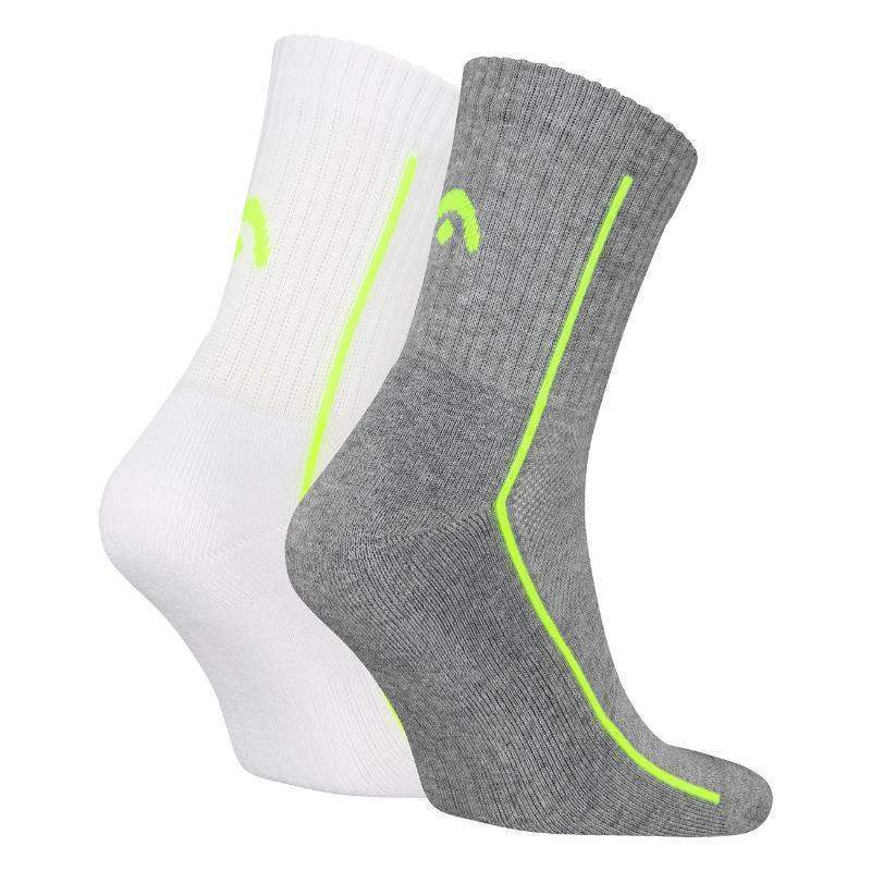 Head Performance Short Crew Socks White Grey Lime 2 Pairs