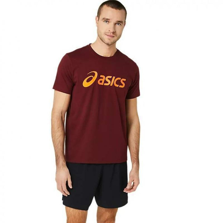 Asics Big Logo Maroon Bright Orange T-Shirt