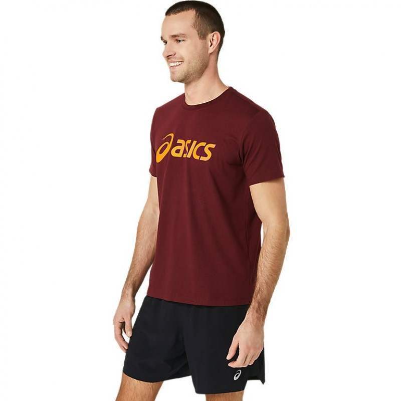 Asics Big Logo Maroon Bright Orange T-Shirt