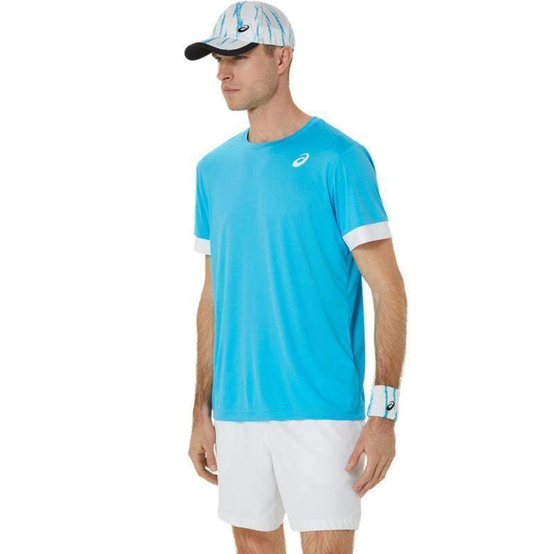 Camiseta Asics Court Aqua Branco Brilhante