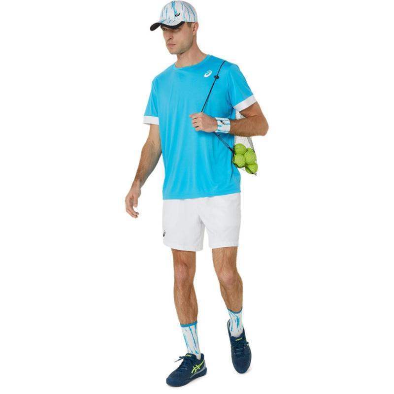 Camiseta Asics Court Aqua Branco Brilhante