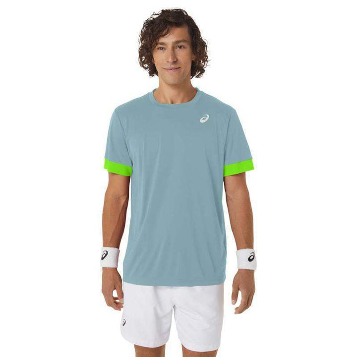 Camiseta Asics Court Azul Limão Elétrico