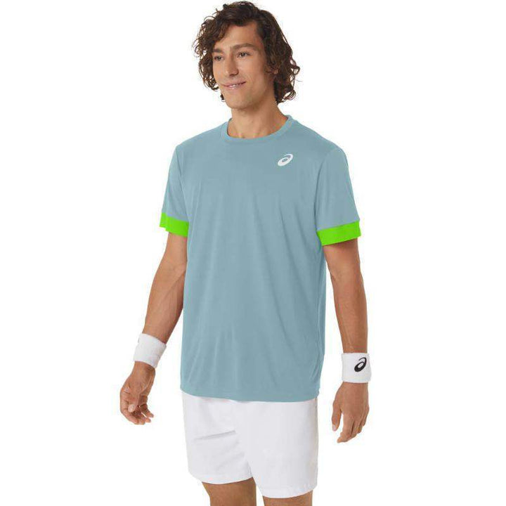 Camiseta Asics Court Azul Limão Elétrico