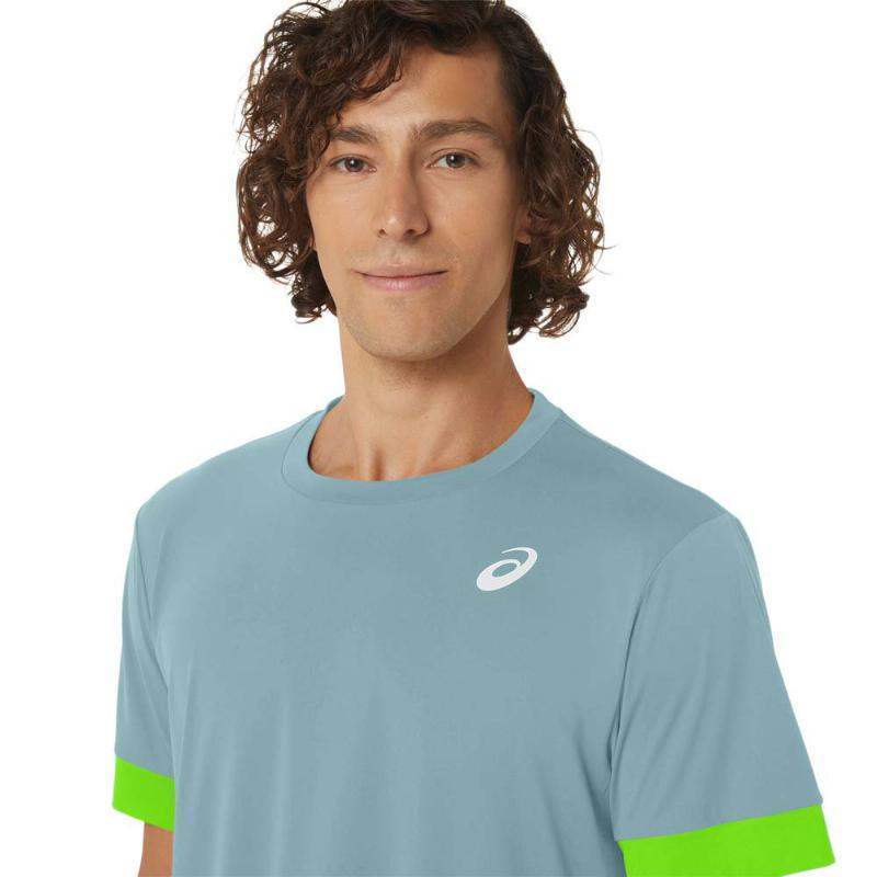 Camiseta Asics Court Azul Limão Elétrico