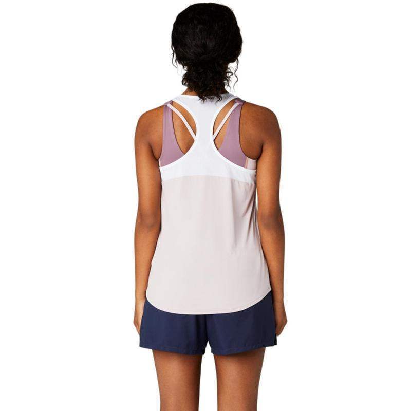 Camiseta feminina Asics Court rosa branco brilhante