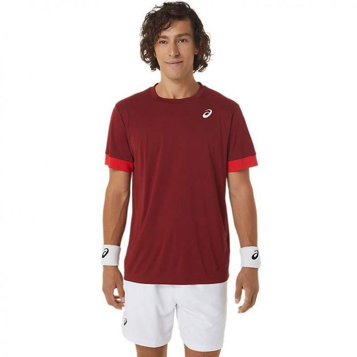 Asics Court SS Top Burgundy Red T-shirt