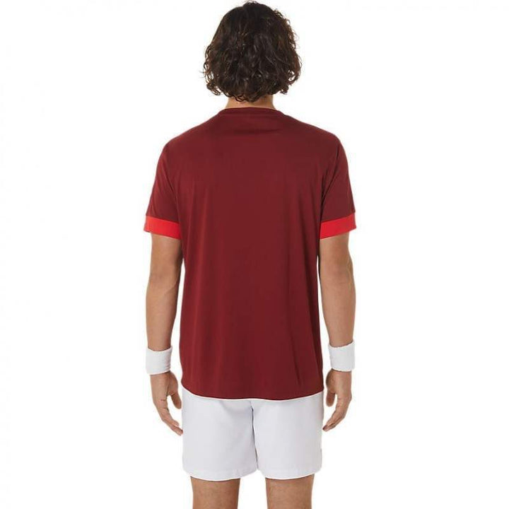 Asics Court SS Top Burgundy Red T-shirt