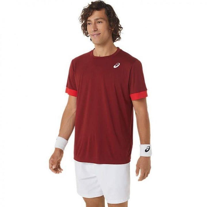 Asics Court SS Top Burgundy Red T-shirt