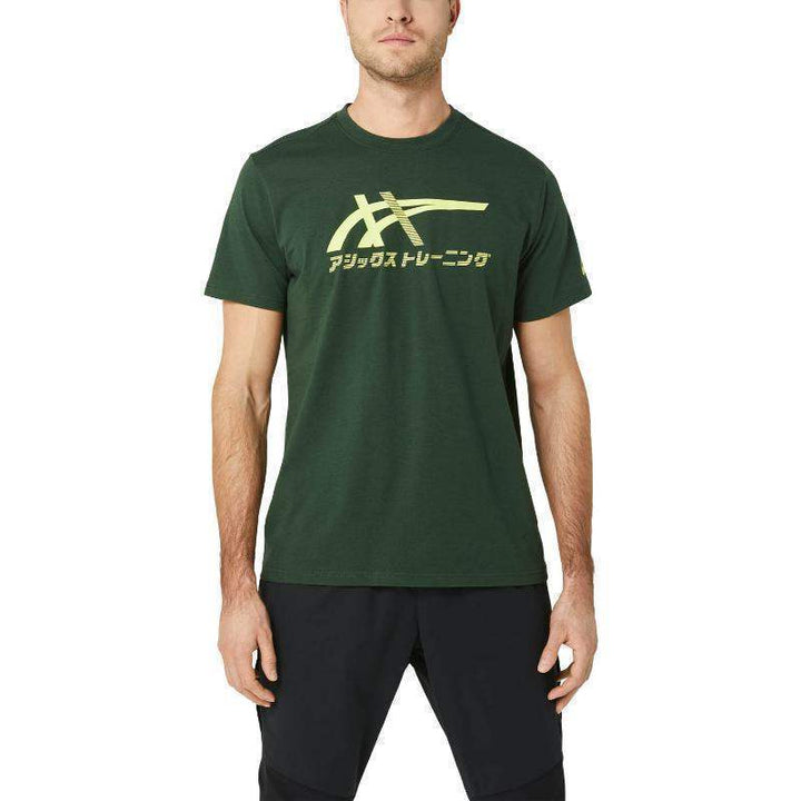Asics Tiger Forest Green Yellow T-shirt