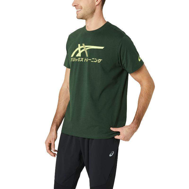 Camiseta Asics Tiger Verde Bosque Amarillo