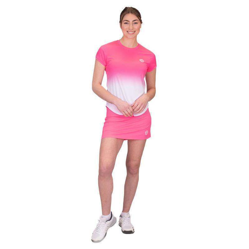 Camiseta feminina Bidi Badu Crew Gradiant rosa branca