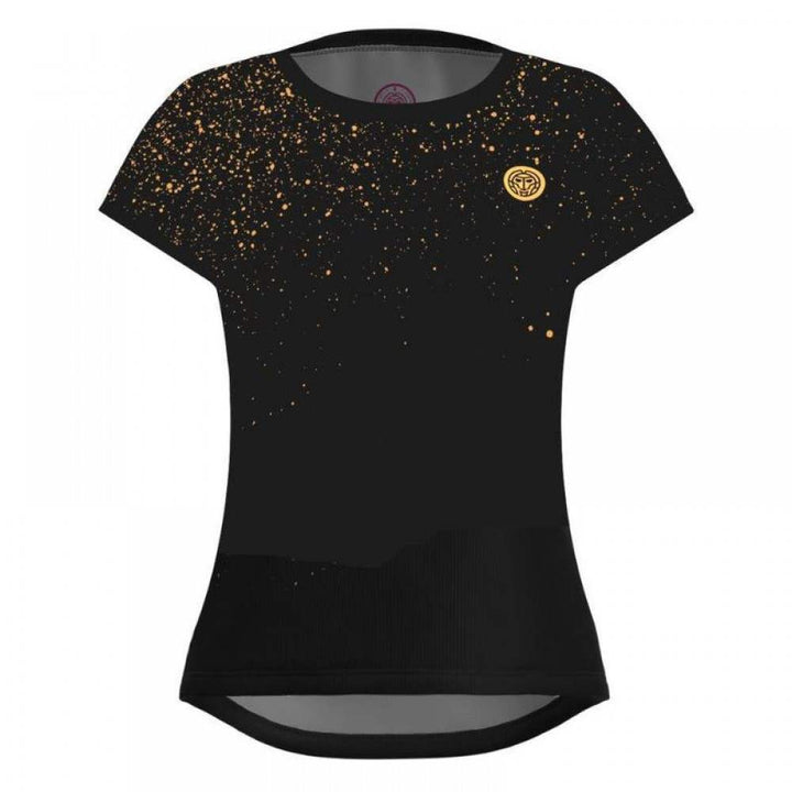 Camiseta feminina Bidi Badu Paris Capsleeve preta dourada