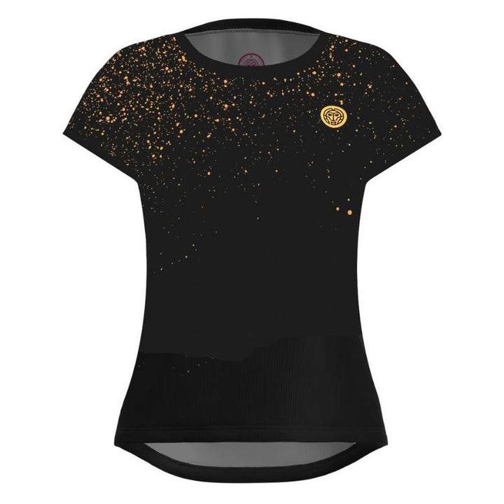 Camiseta feminina Bidi Badu Paris Capsleeve preta dourada