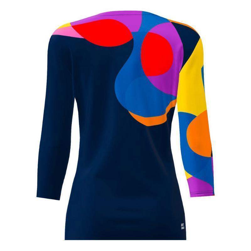 Camiseta feminina Bidi Badu Twiggy com decote em V azul escuro mix