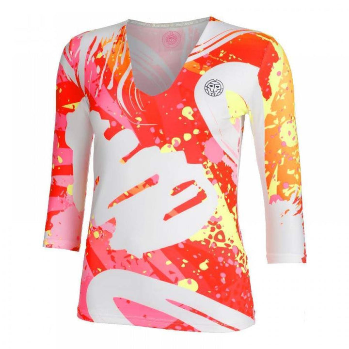 Camiseta feminina Bidi Badu Wild Arts com decote em V branco mix