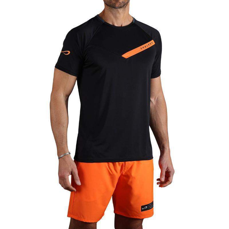 T-shirt Endless Tracer preto laranja