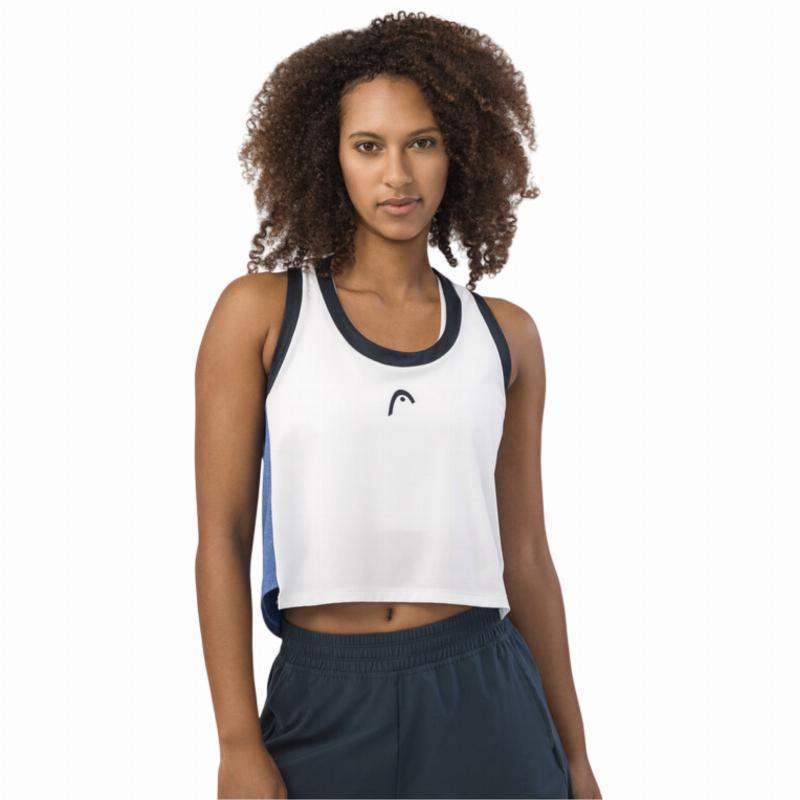 Head Play Crop Top White Royal Blue Women's T-shirt