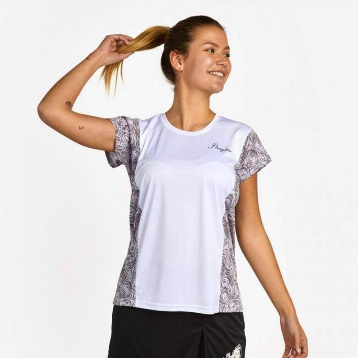 Camiseta feminina JHayber Basic Rose branco cinza