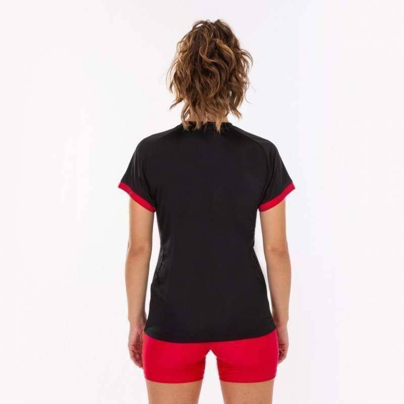 T-shirt Joma Supernova preto vermelho mulher