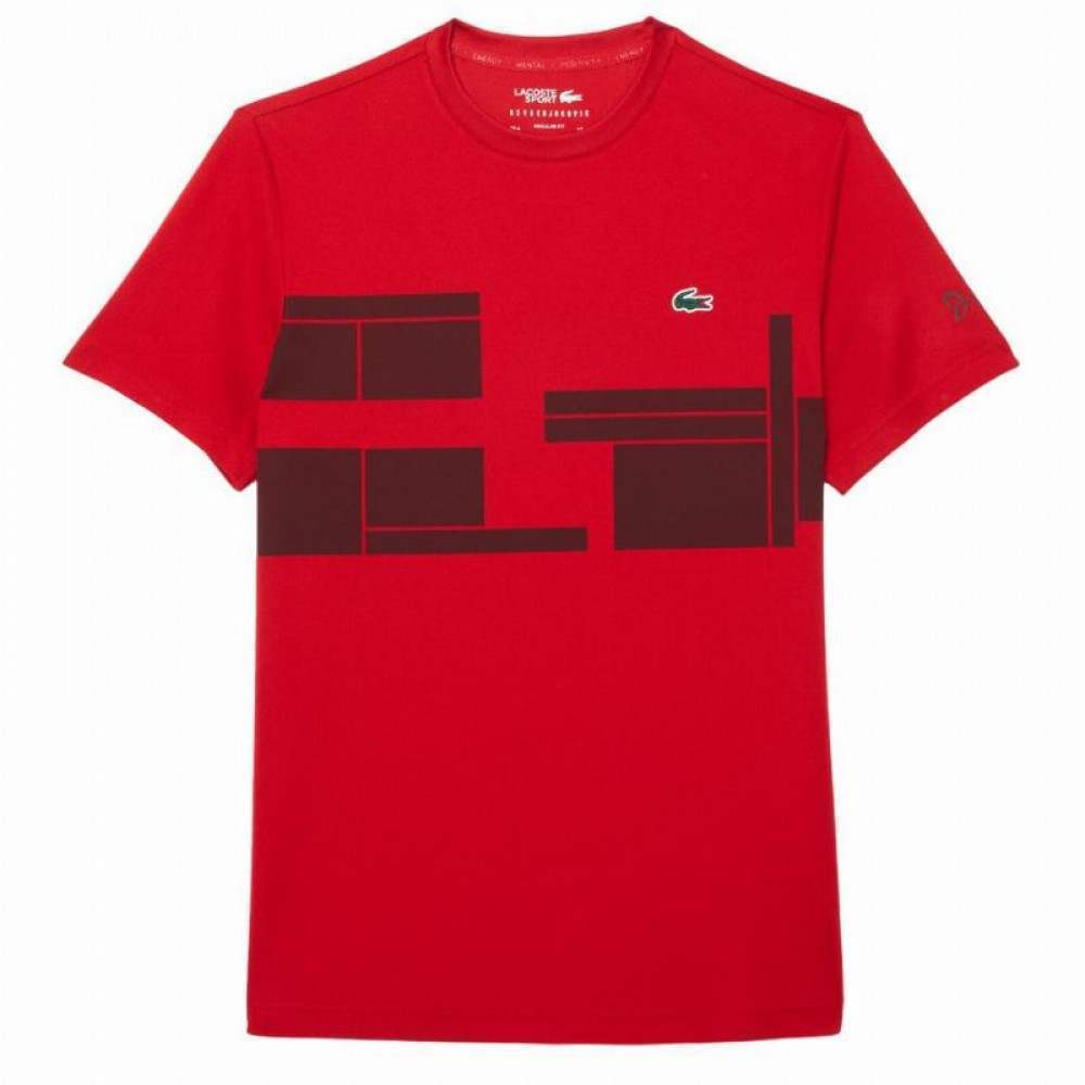 Camiseta Lacoste Novak Djokovic Ultra Dry vermelho Borgonha