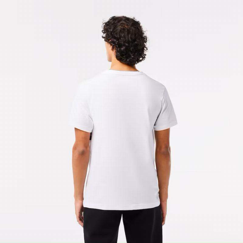 Camiseta Lacoste Sport Logo Blanco Negro