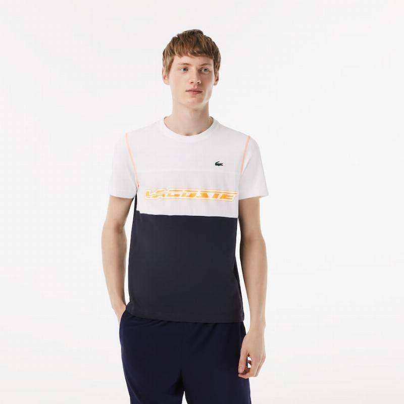 T-shirt Lacoste Sport Medvedev branco azul laranja