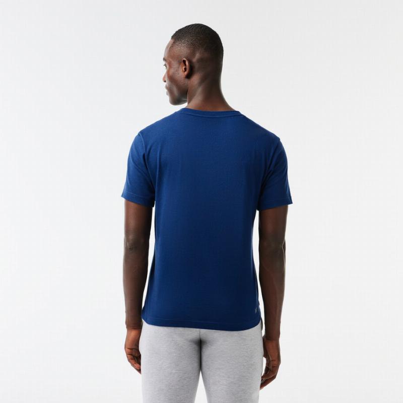 Camiseta Lacoste Sport em malha azul marinho