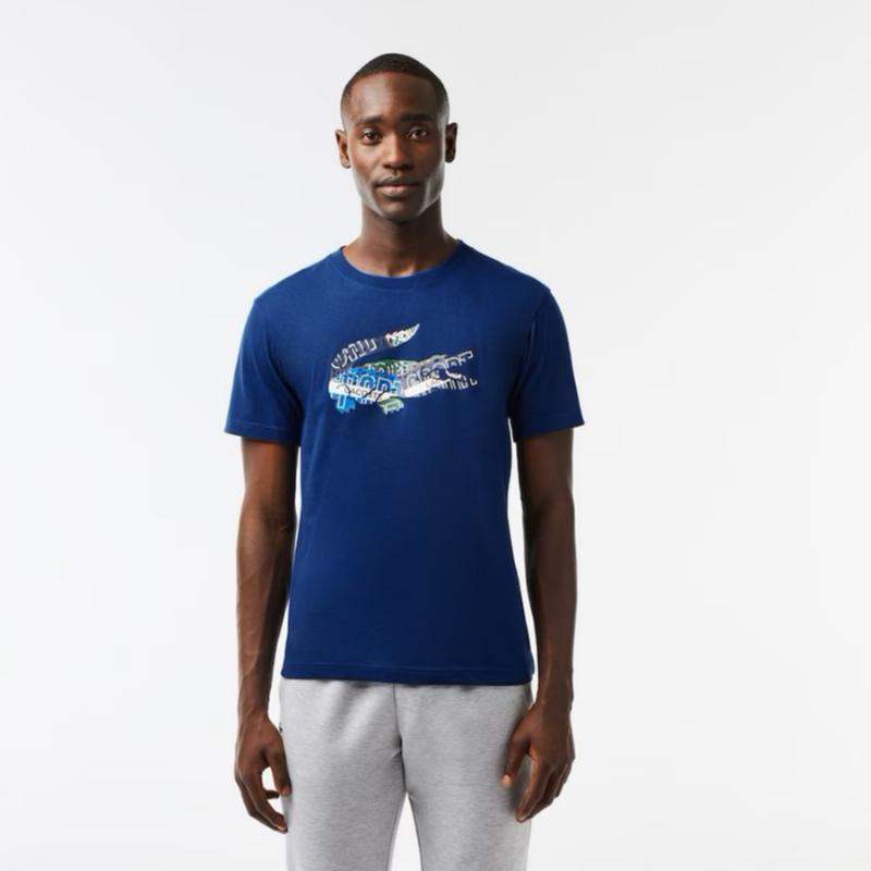 Camiseta Lacoste Sport em malha azul marinho