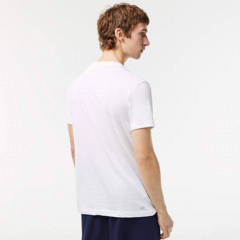 T-shirt Lacoste Sport respirável branco azul