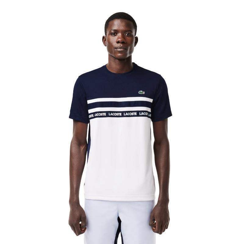 T-shirt Lacoste Ultra Dry branco azul marinho