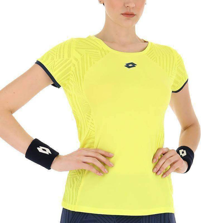 Camiseta feminina Lotto Superrapida V amarelo azul fluor