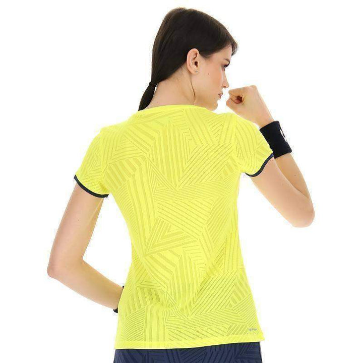 Camiseta feminina Lotto Superrapida V amarelo azul fluor