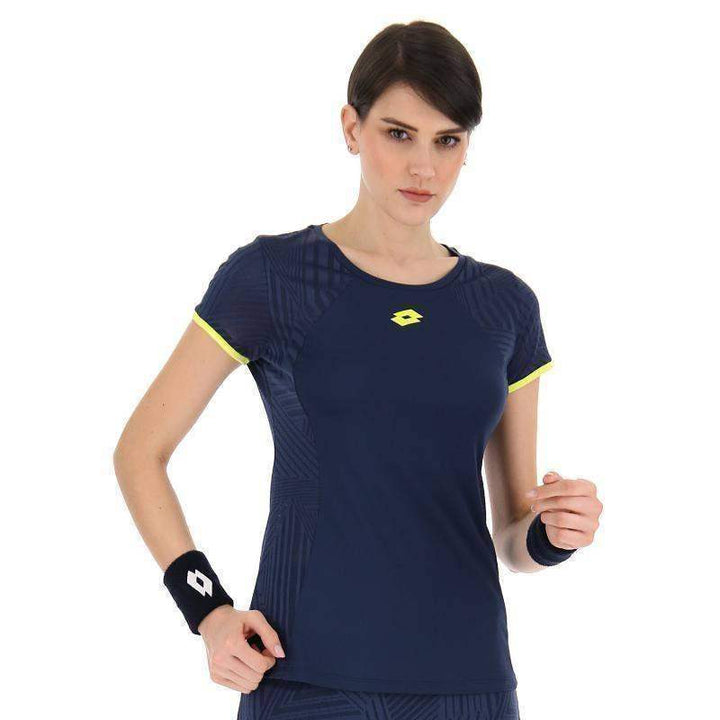 Camiseta feminina Lotto Superrapida V Dark Denim Amarelo Ácido