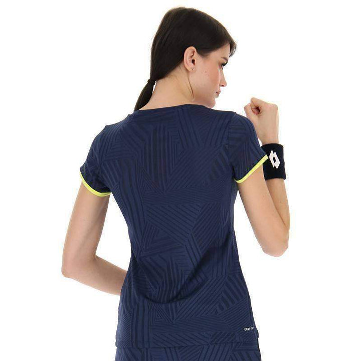 Camiseta feminina Lotto Superrapida V Dark Denim Amarelo Ácido