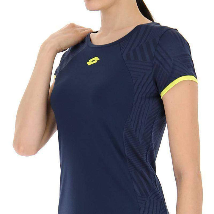 Camiseta feminina Lotto Superrapida V Dark Denim Amarelo Ácido