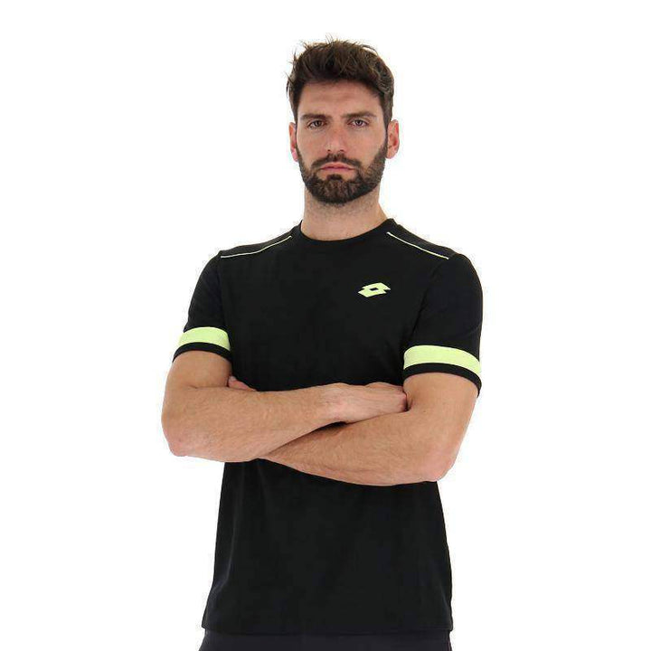 Camiseta Lotto Superrapida V preto amarelo flúor