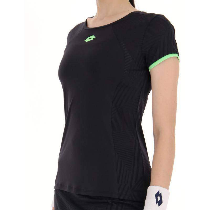 Camiseta feminina Lotto Superrapida V preta verde maçã