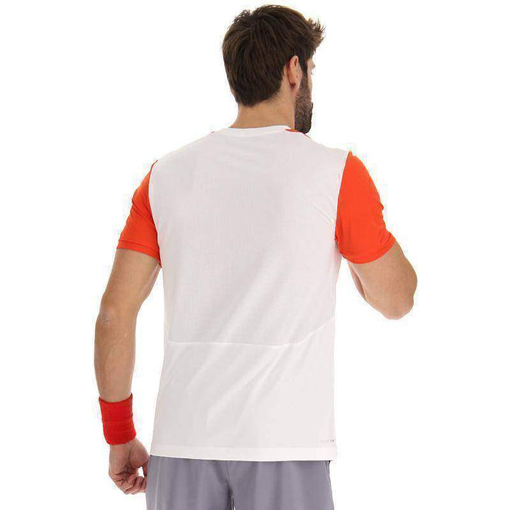 Camiseta Lotto Top IV Branco Brilhante Vermelho Papoula