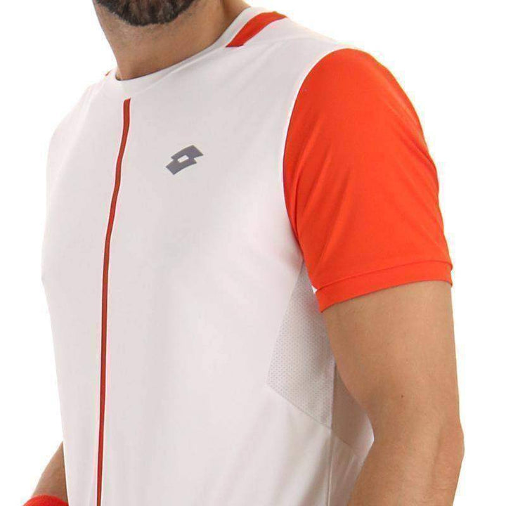 Camiseta Lotto Top IV Branco Brilhante Vermelho Papoula