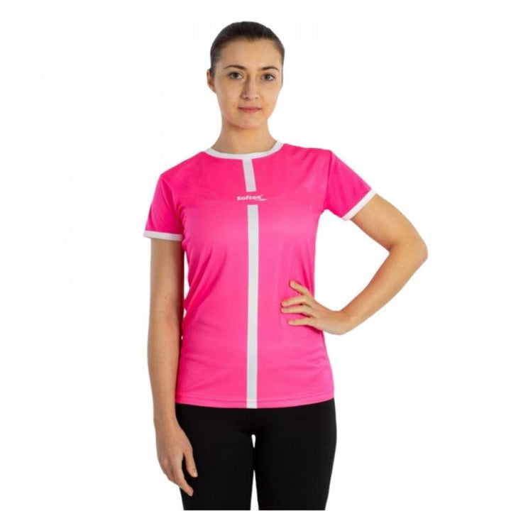 Camiseta feminina Softee Tipex Fuchsia Fluor Branco