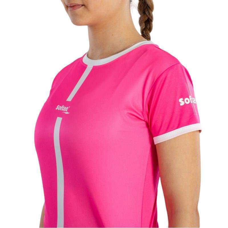 Camiseta feminina Softee Tipex Fuchsia Fluor Branco