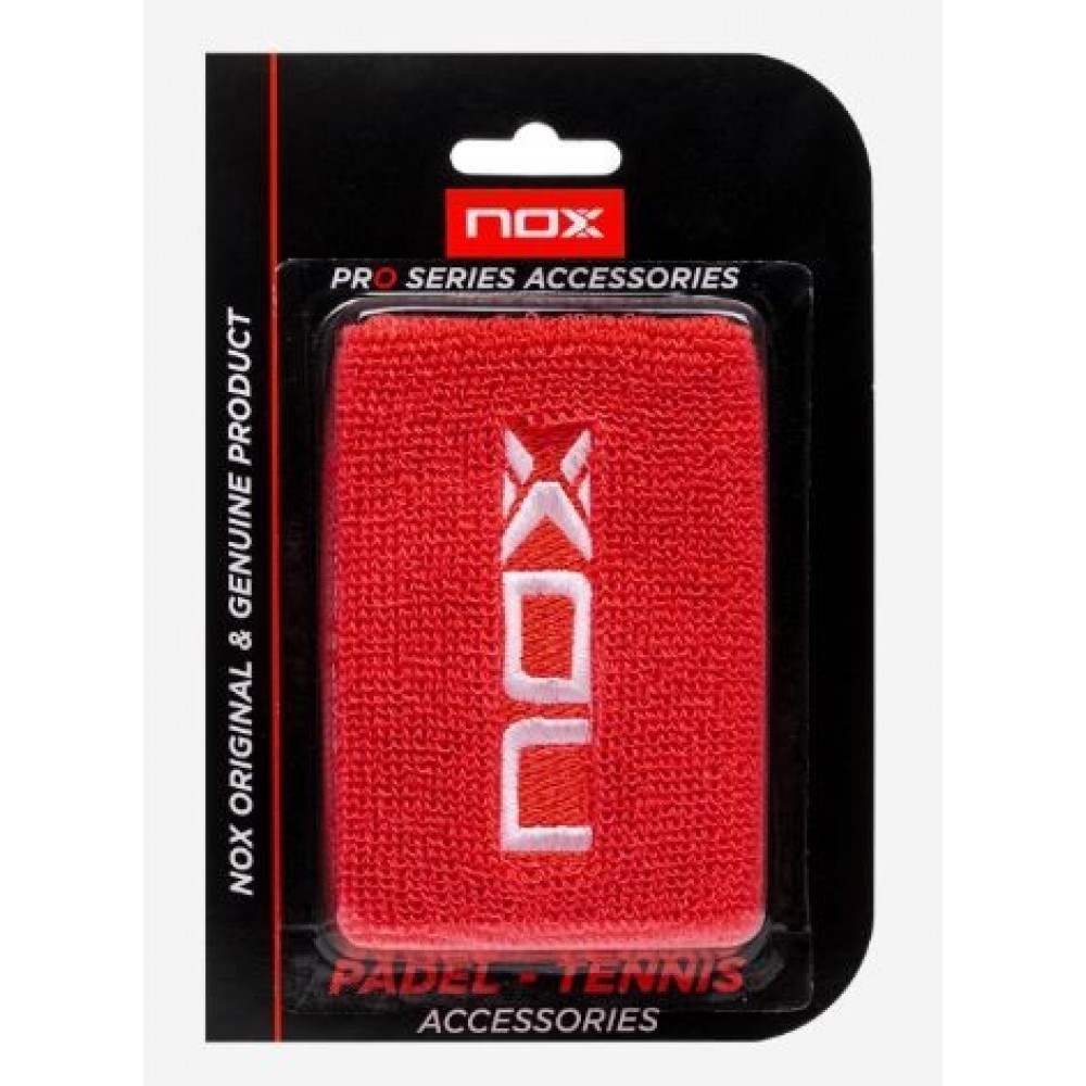 Muñequeras Nox Roja Logo Blanco 2 Unidades